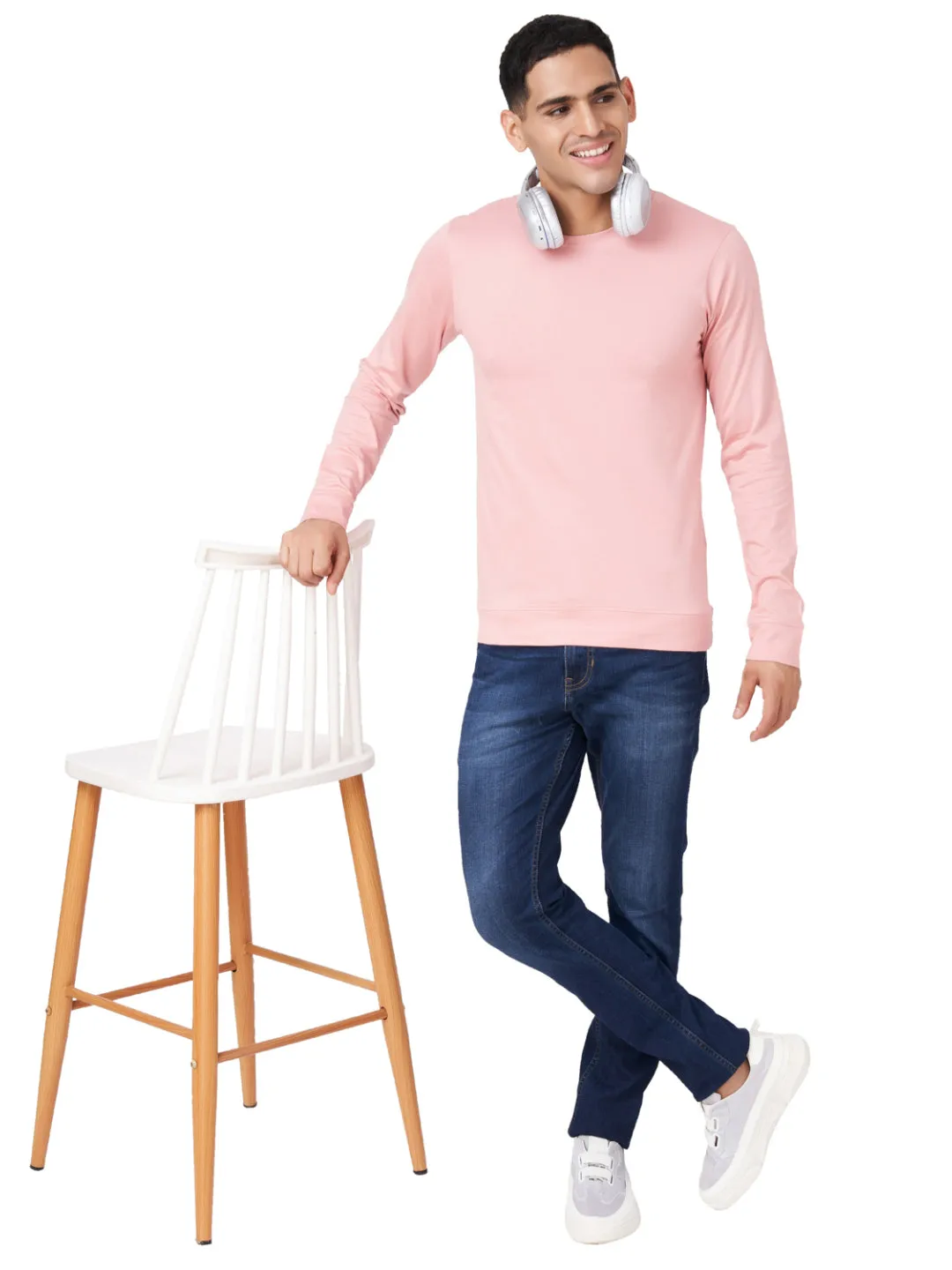 100 % Cotton Round Neck Solid Regular Full Sleeve T-Shirt