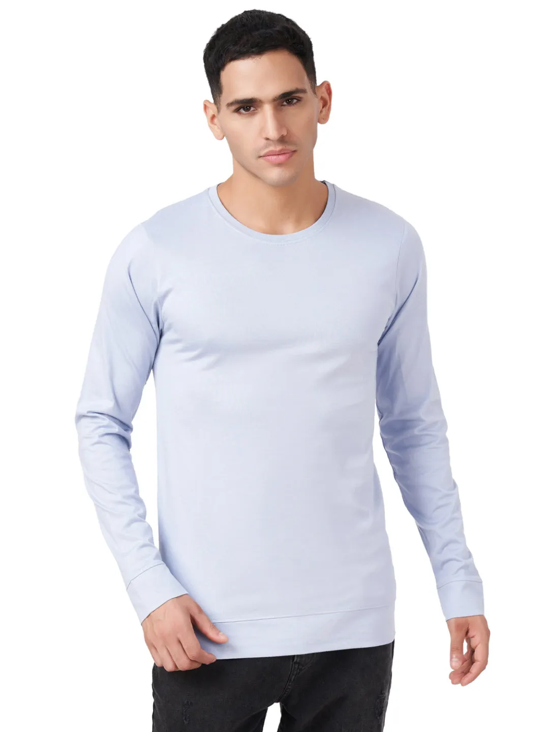 100 % Cotton Round Neck Solid Regular Full Sleeve T-Shirt