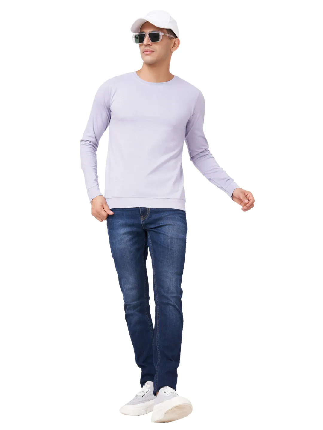 100 % Cotton Round Neck Solid Regular Full Sleeve T-Shirt