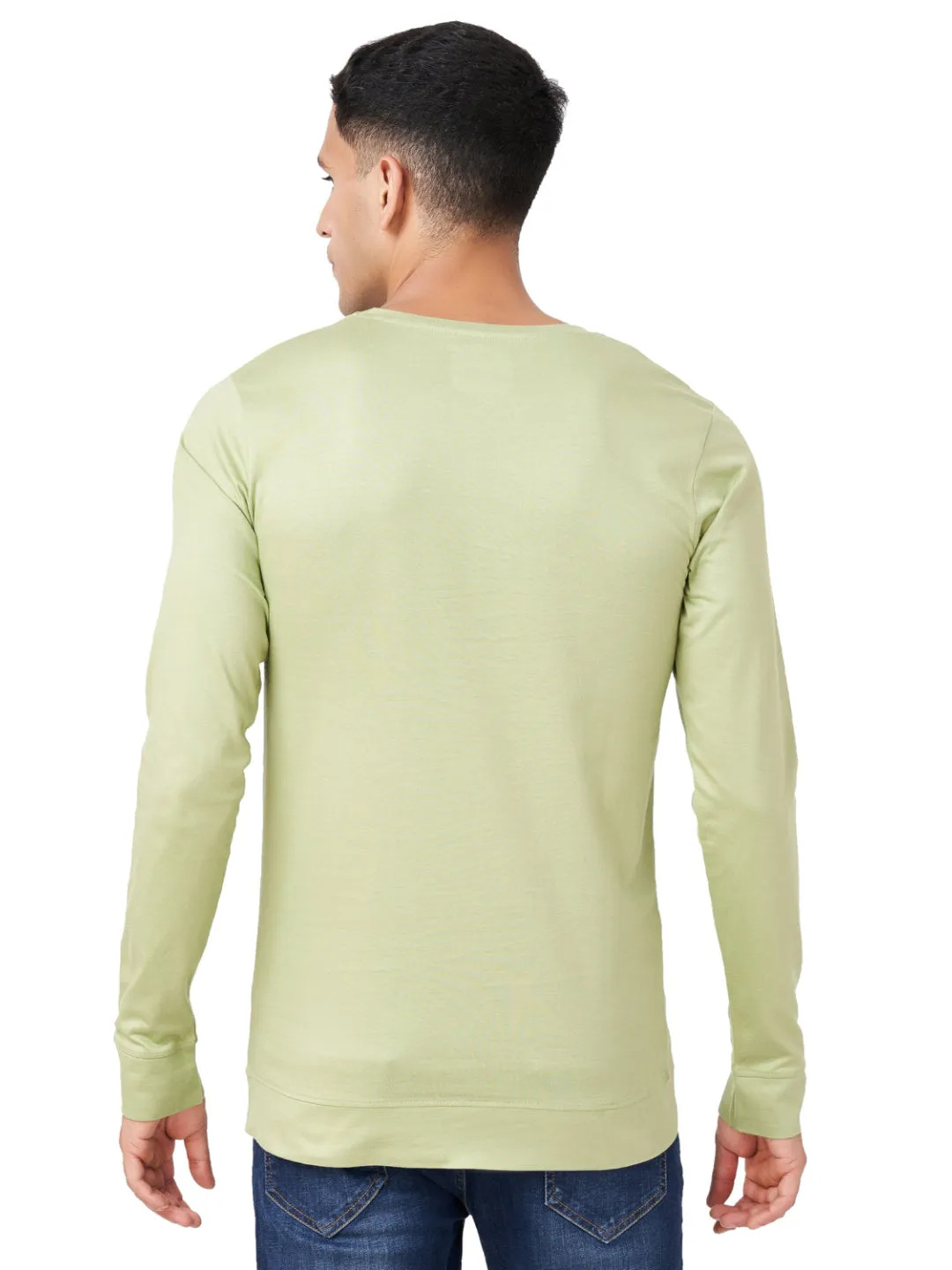 100 % Cotton Round Neck Solid Regular Full Sleeve T-Shirt