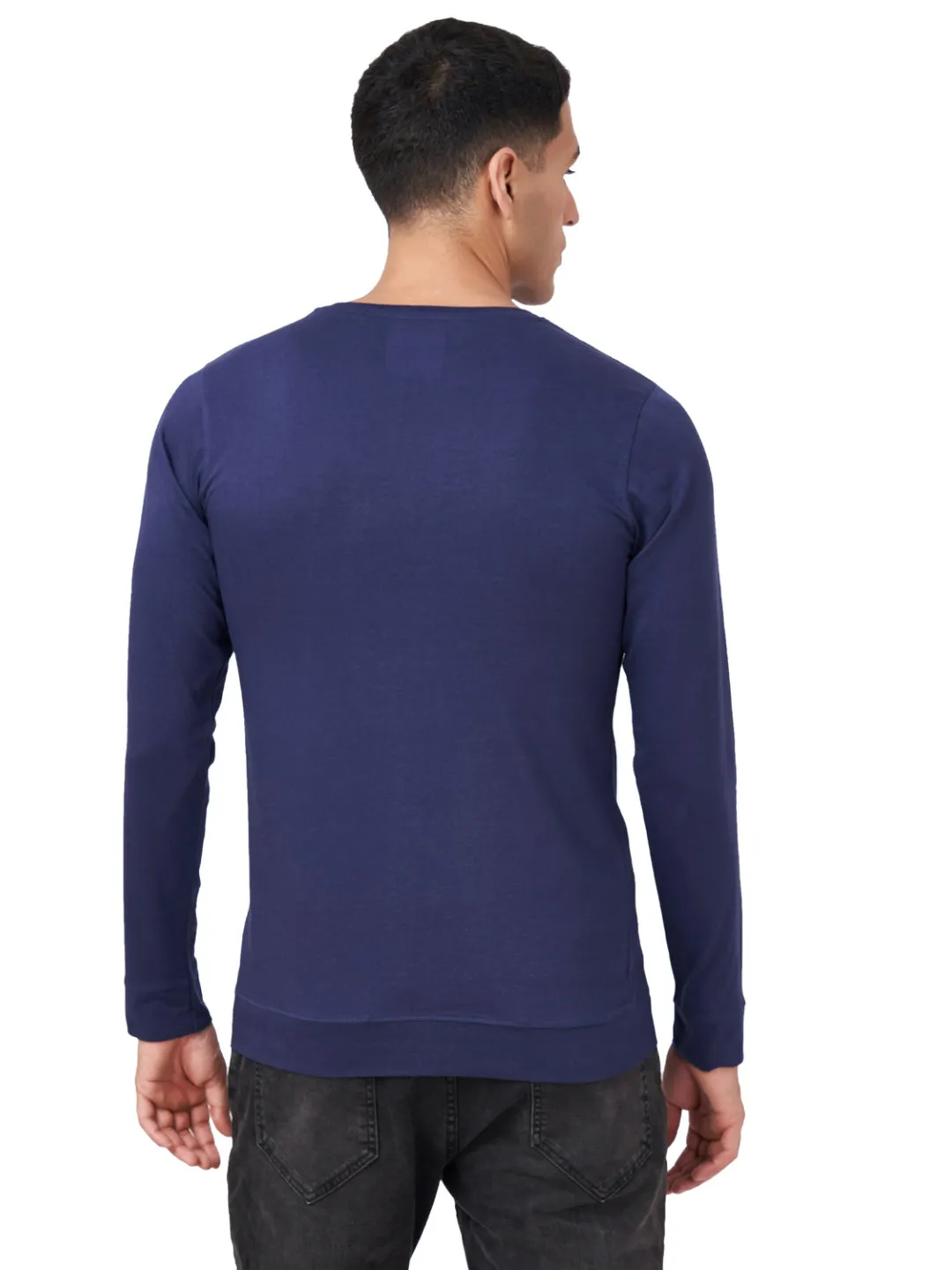 100 % Cotton Round Neck Solid Regular Full Sleeve T-Shirt