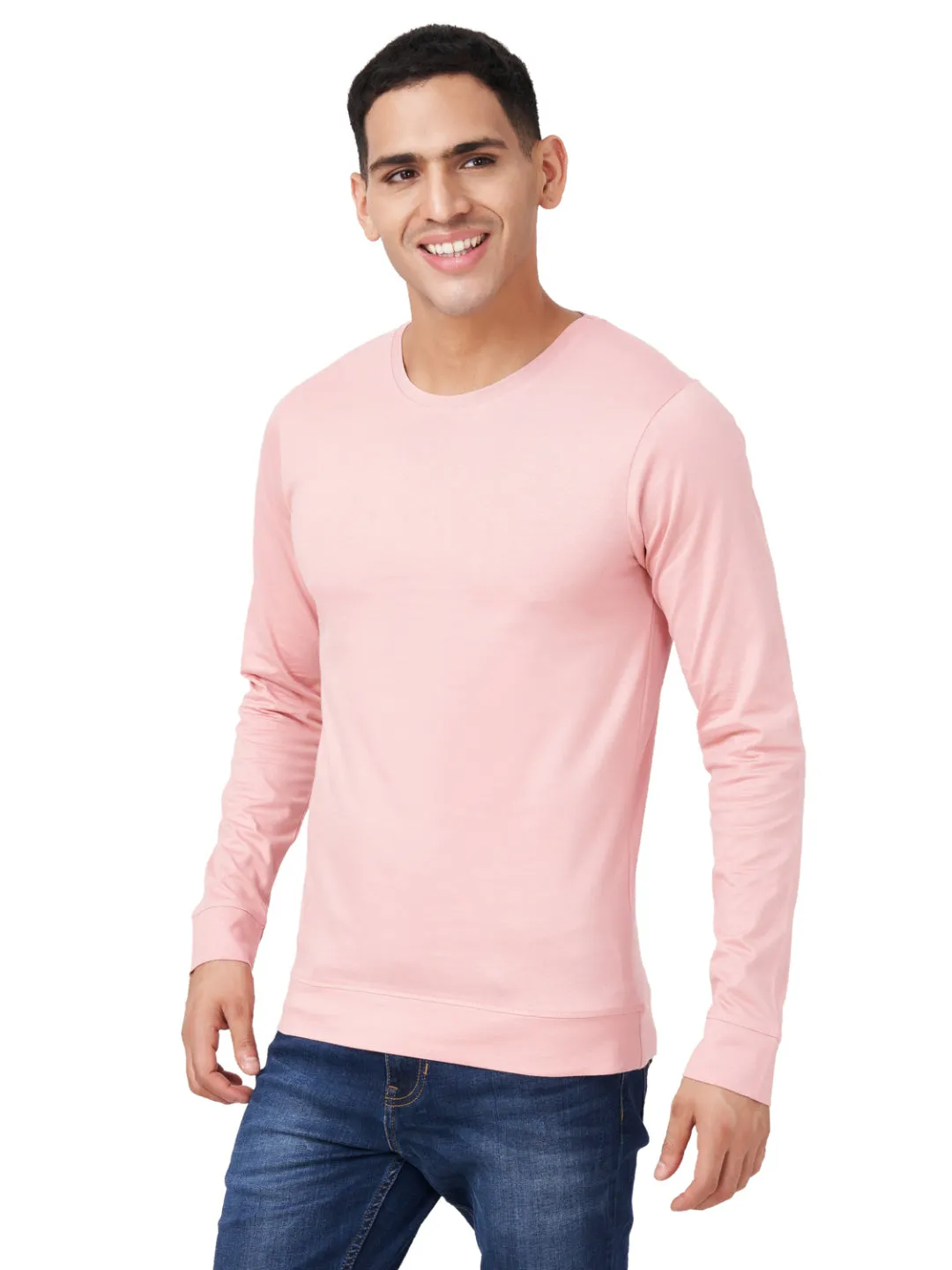 100 % Cotton Round Neck Solid Regular Full Sleeve T-Shirt