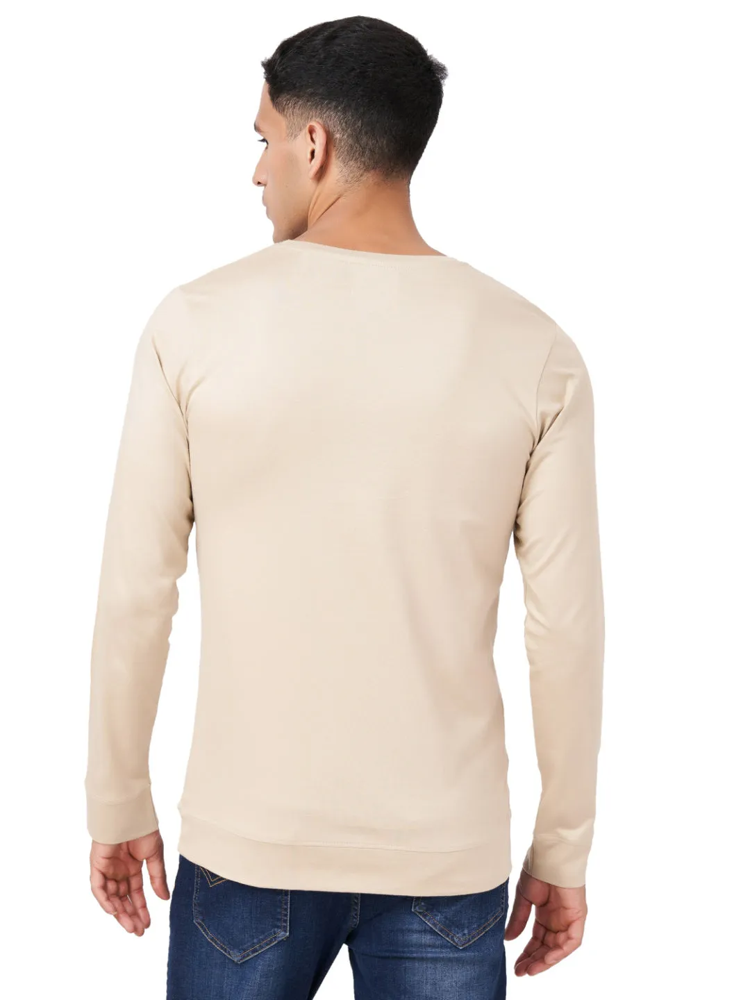 100 % Cotton Round Neck Solid Regular Full Sleeve T-Shirt