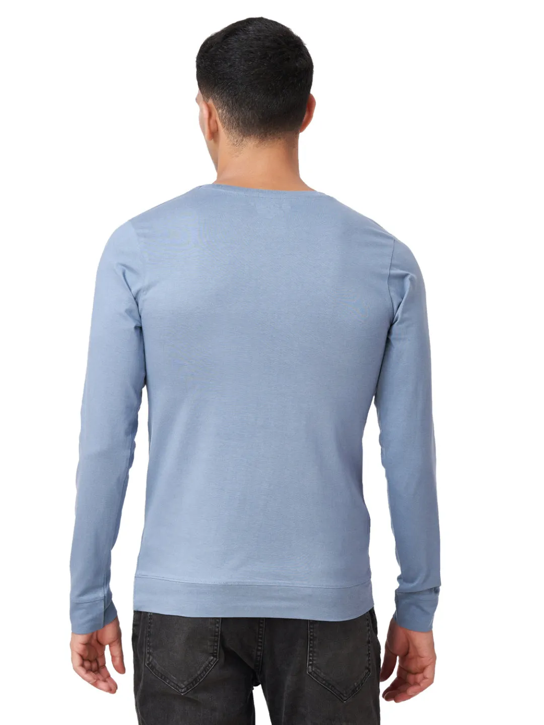 100 % Cotton Round Neck Solid Regular Full Sleeve T-Shirt