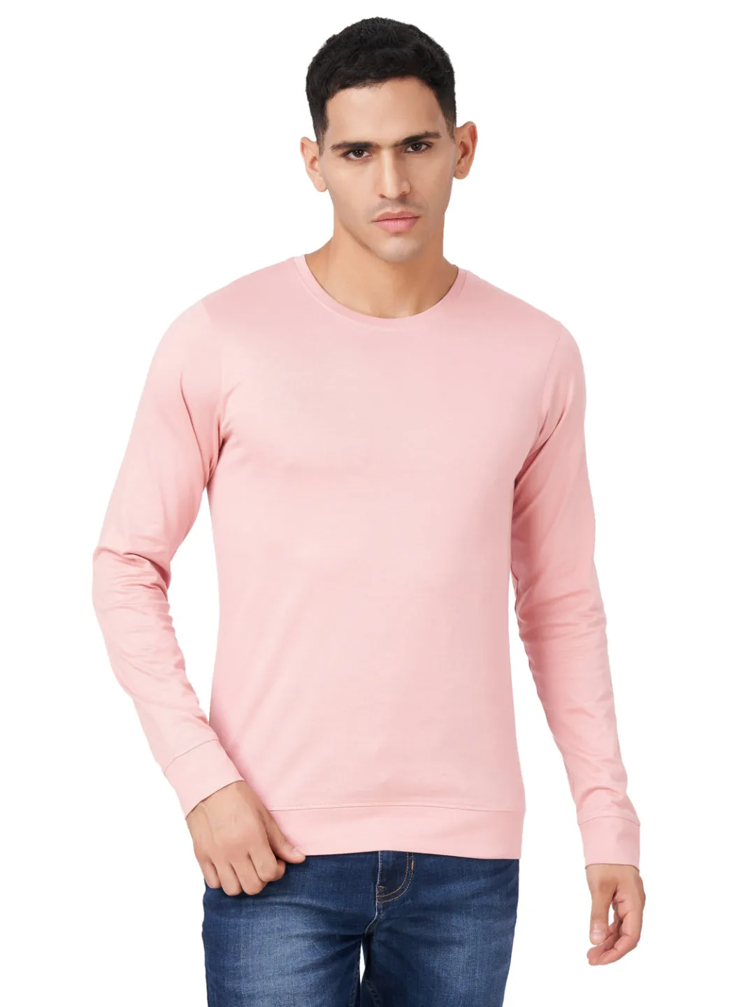 100 % Cotton Round Neck Solid Regular Full Sleeve T-Shirt