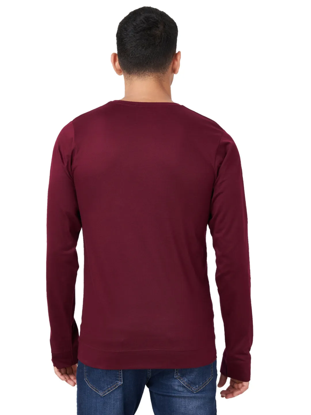 100 % Cotton Round Neck Solid Regular Full Sleeve T-Shirt