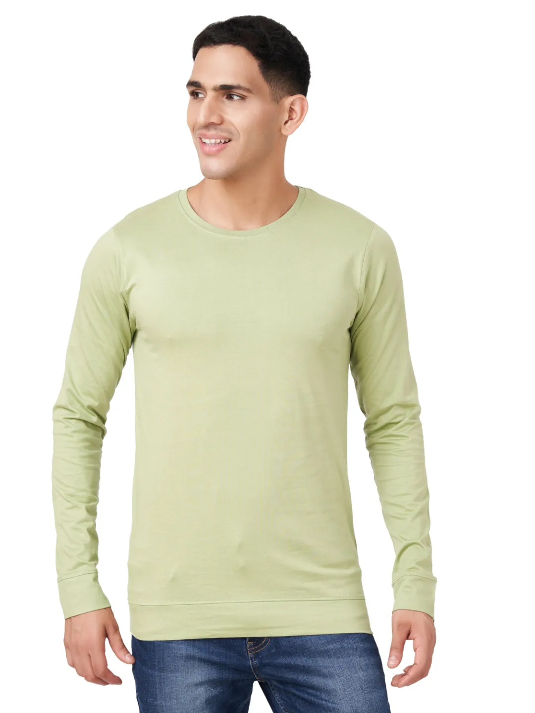 100 % Cotton Round Neck Solid Regular Full Sleeve T-Shirt