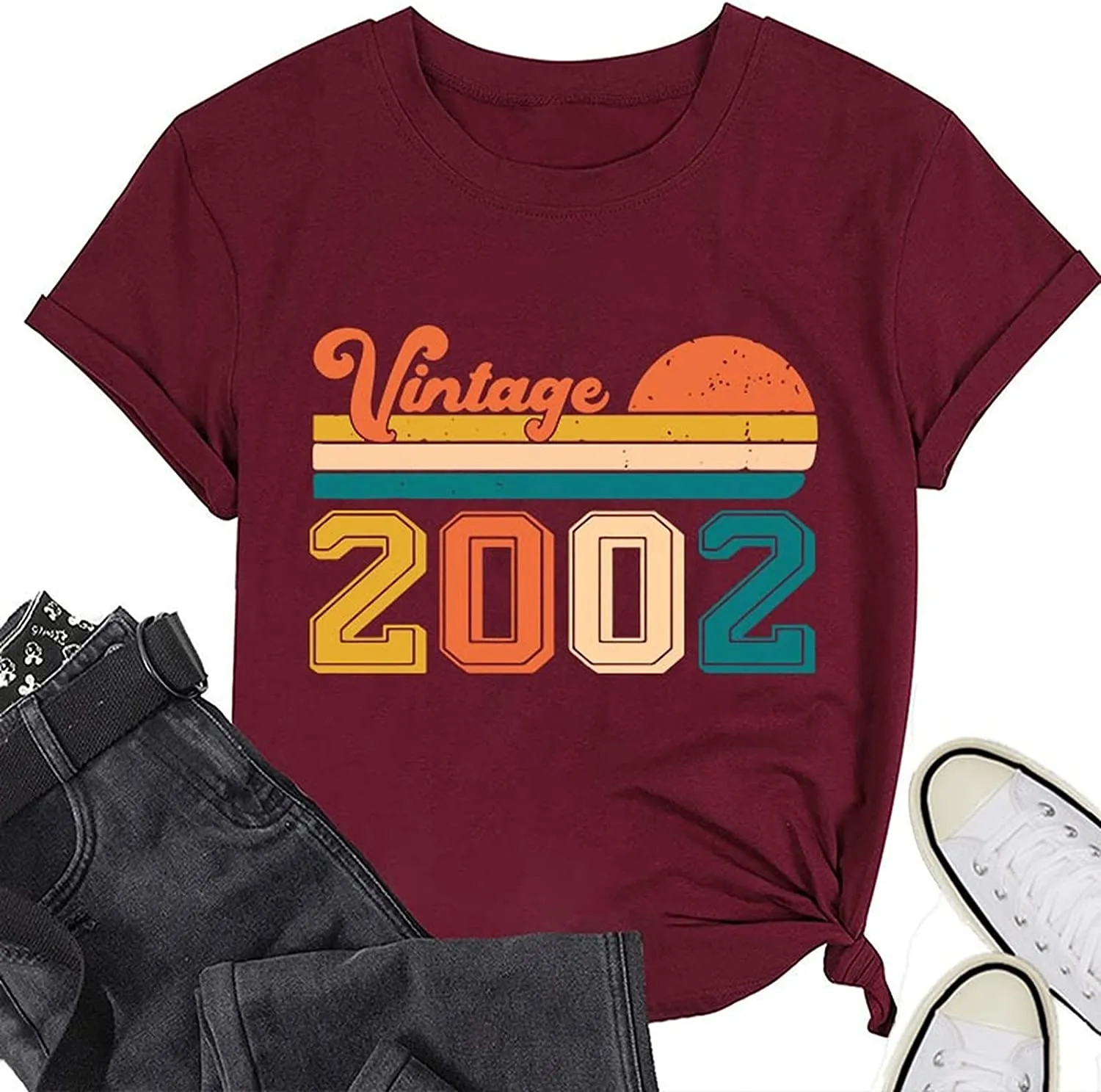 20th Birthday T-Shirt Women Vintage 2002 Gift Graphic Tees