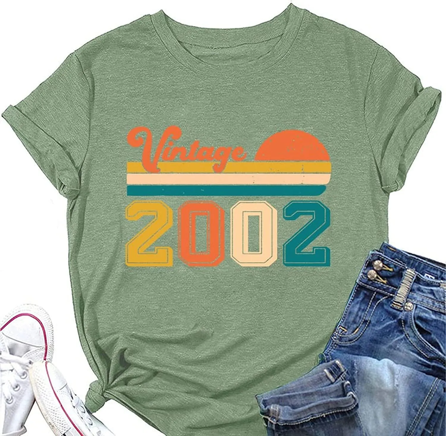 20th Birthday T-Shirt Women Vintage 2002 Gift Graphic Tees