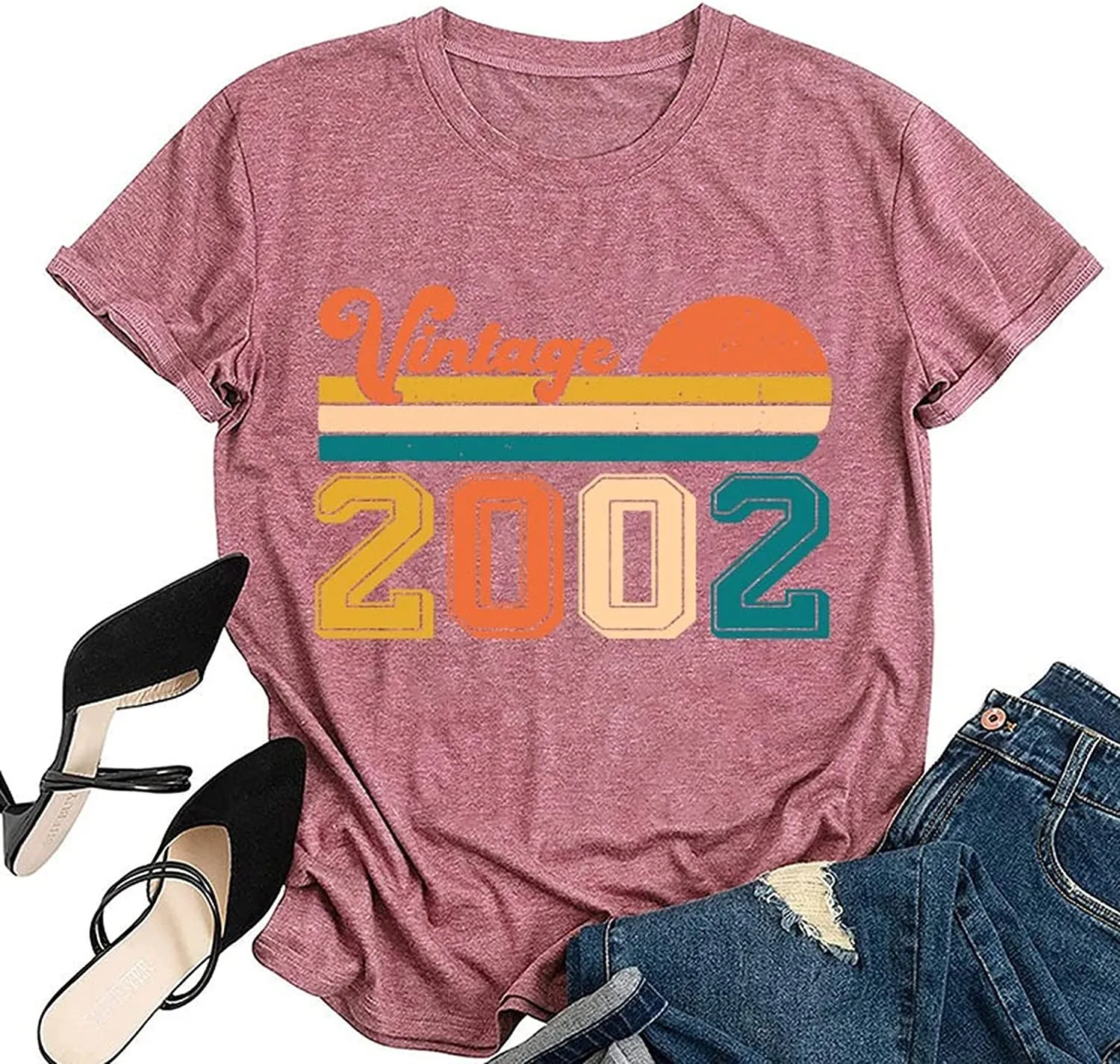 20th Birthday T-Shirt Women Vintage 2002 Gift Graphic Tees