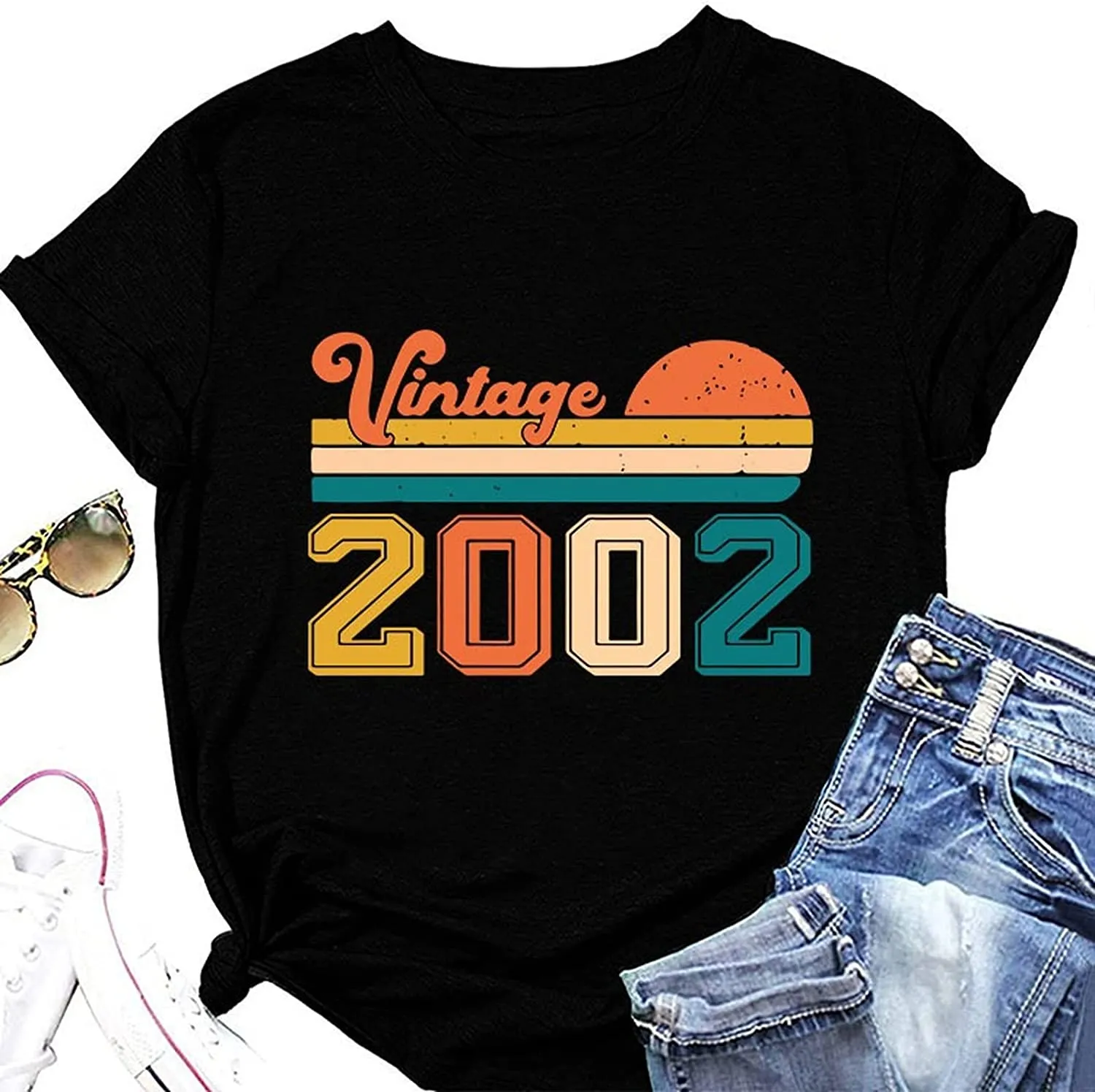 20th Birthday T-Shirt Women Vintage 2002 Gift Graphic Tees