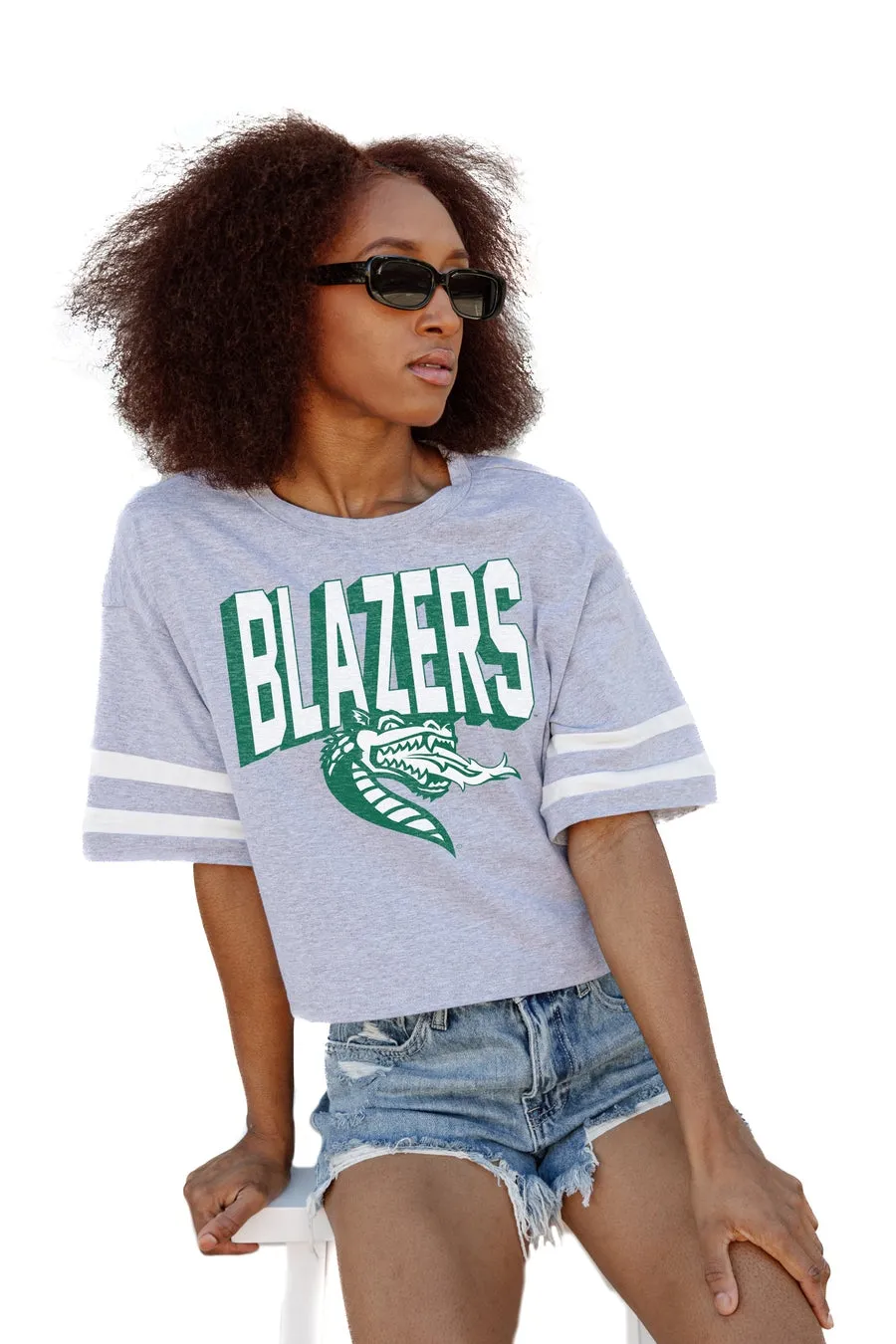 ALABAMA AT BIRMINGHAM BLAZERS NO SHORTCUTS DROP SHOULDER MID-CROP TEE