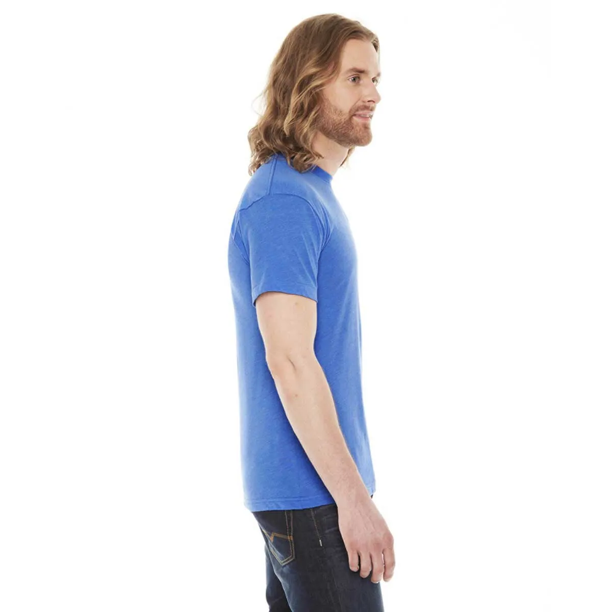 American Apparel Unisex Heather Lake Blue 50/50 Short Sleeve Tee