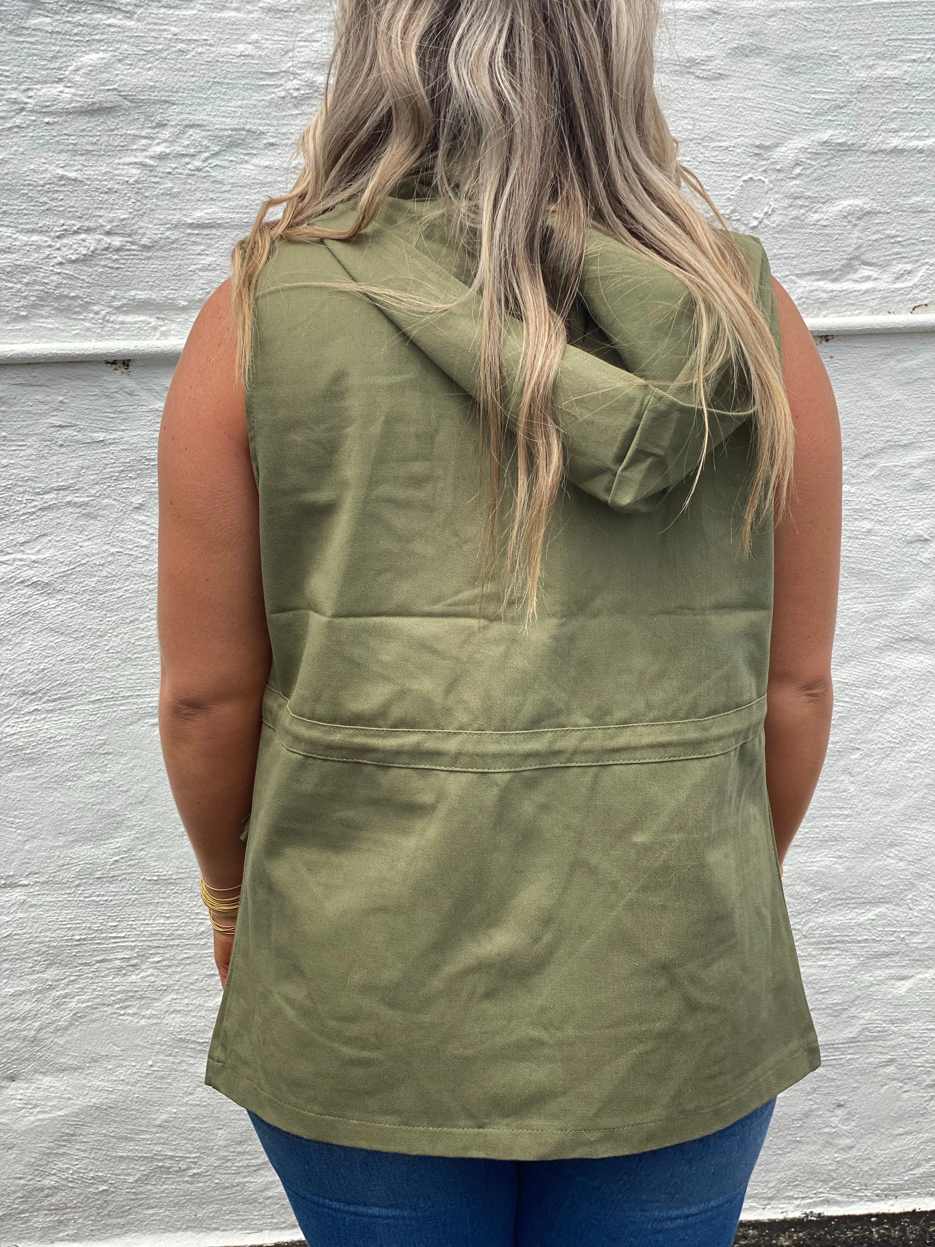 Amy Olive Tie Waist Womens Cargo Vest