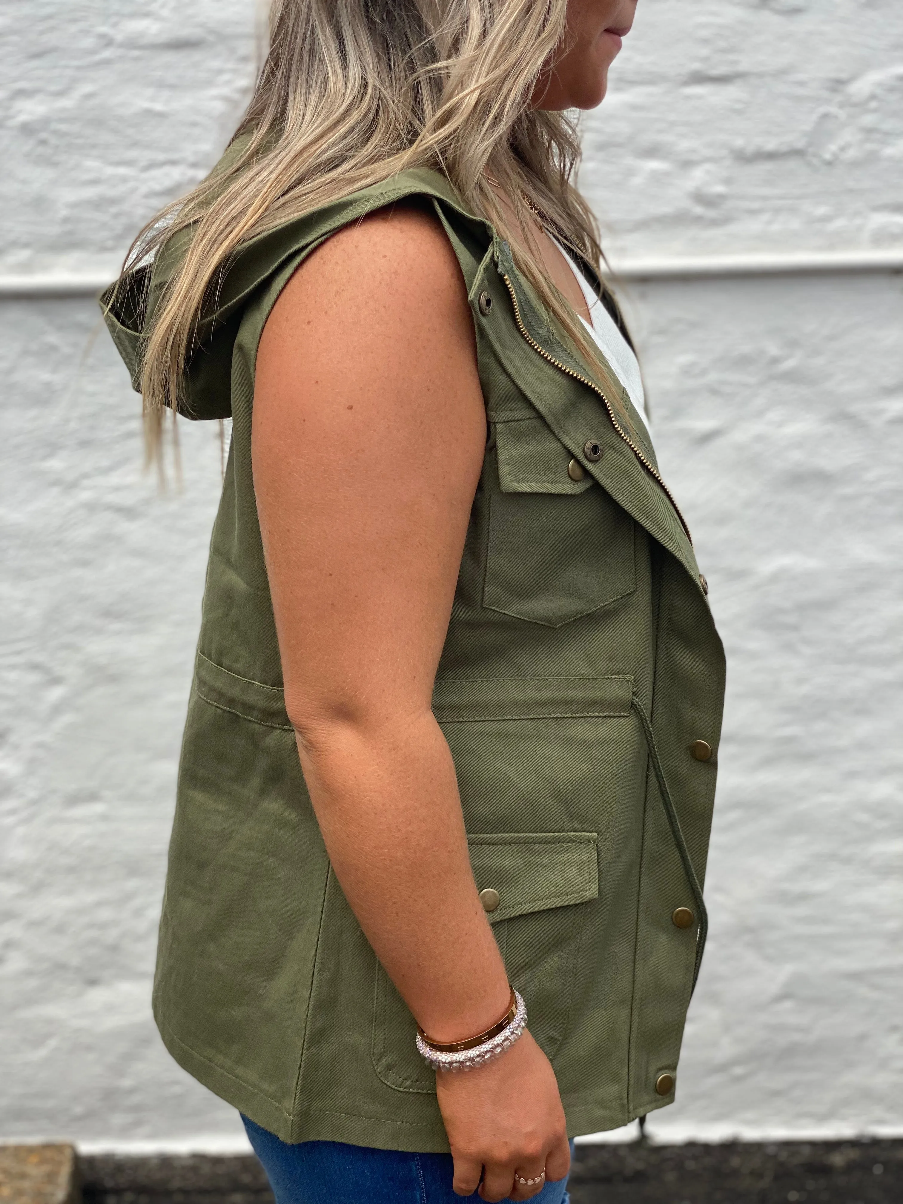 Amy Olive Tie Waist Womens Cargo Vest