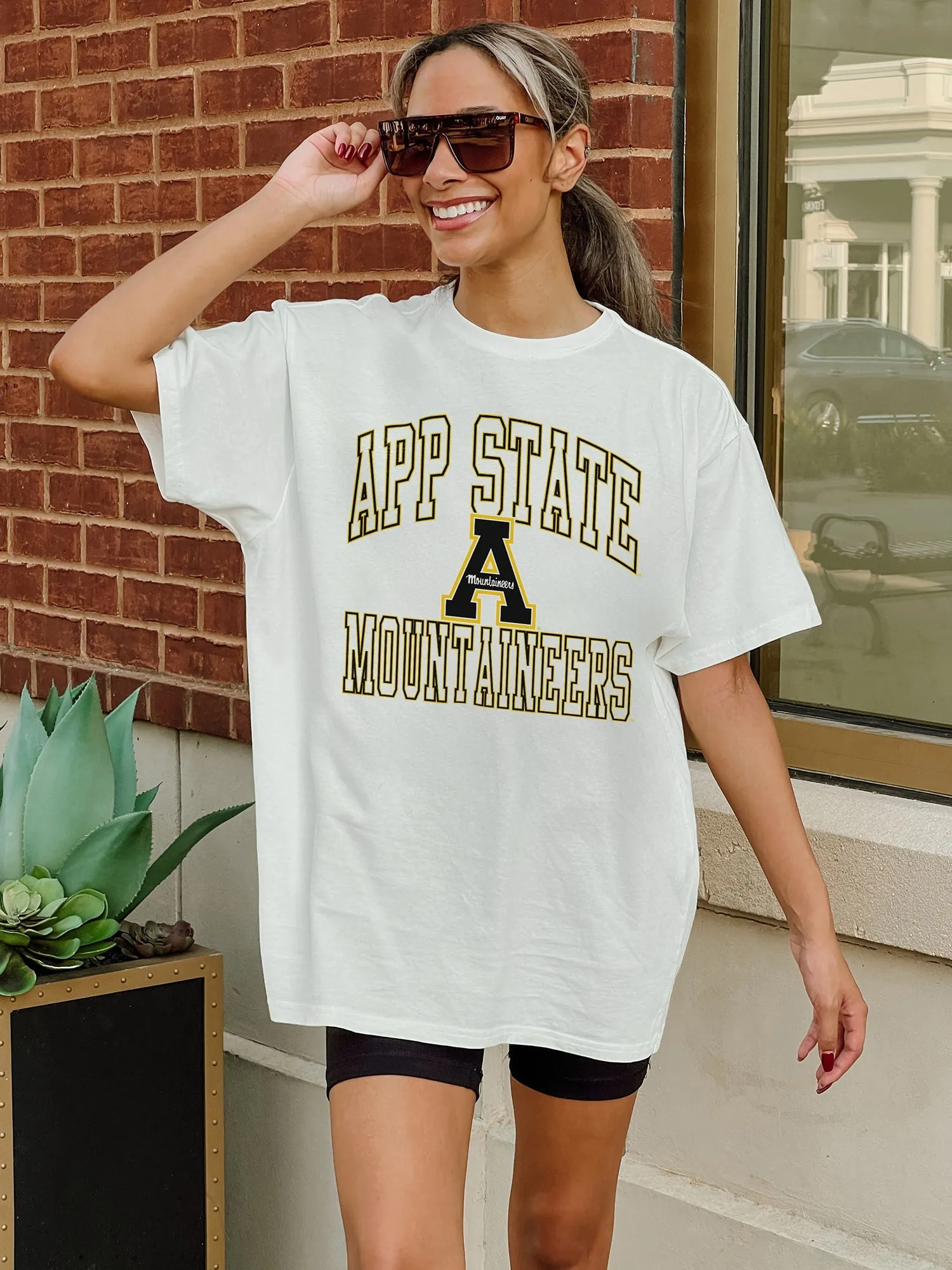 APPALACHIAN STATE MOUNTAINEERS UP YOUR GAME OVERSIZED CREWNECK TEE BY MADI PREWETT TROUTT