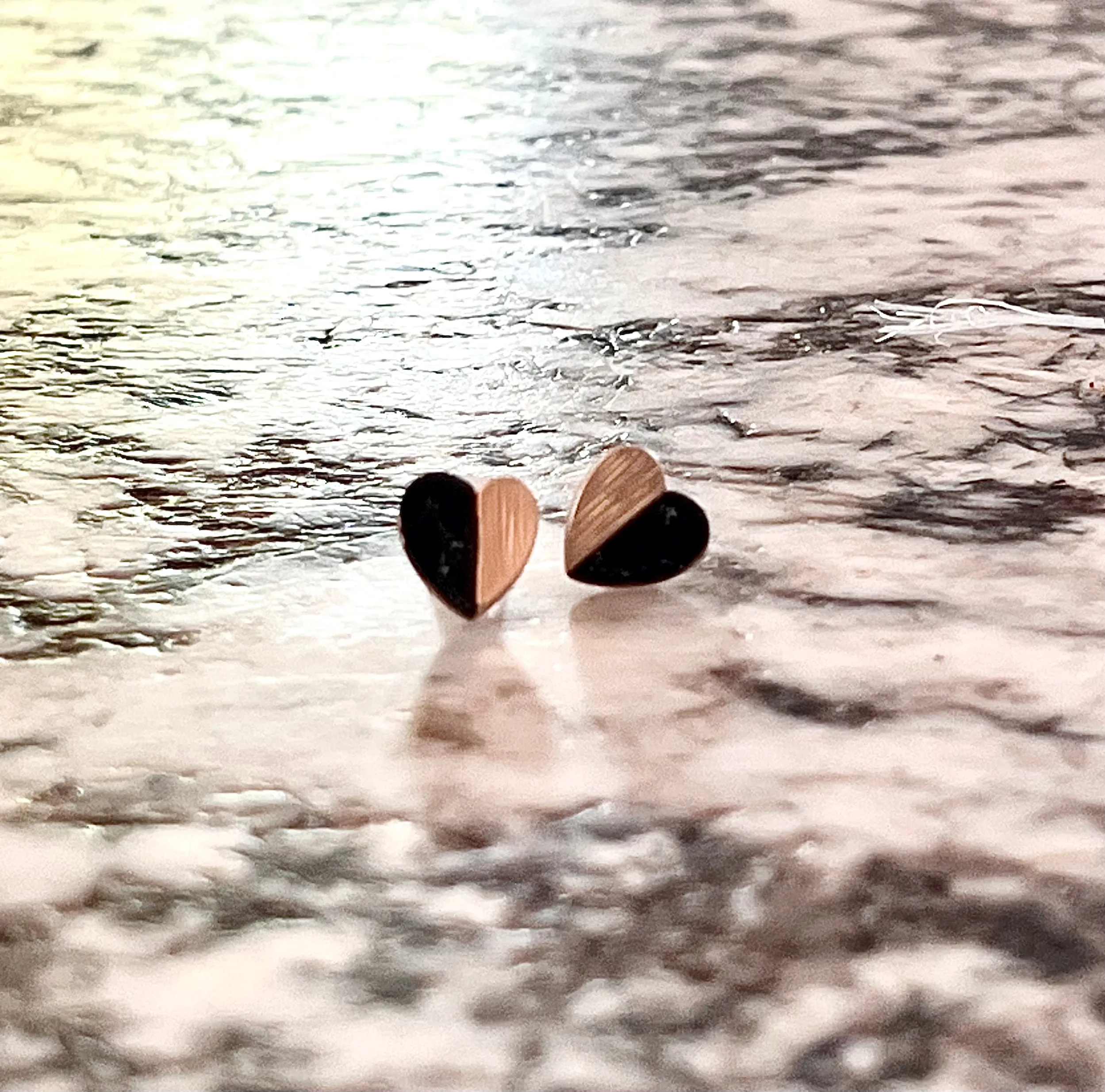 Ariella Faux Marble Heart Stud Earrings