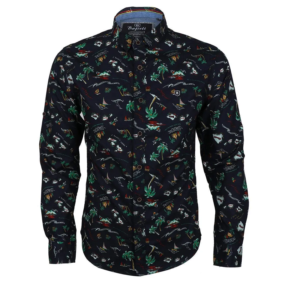 Bajieli Sailor Designed Long Sleeve Shirt- NavyBlue