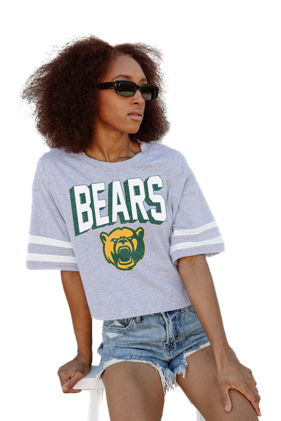 BAYLOR BEARS NO SHORTCUTS DROP SHOULDER MID-CROP TEE