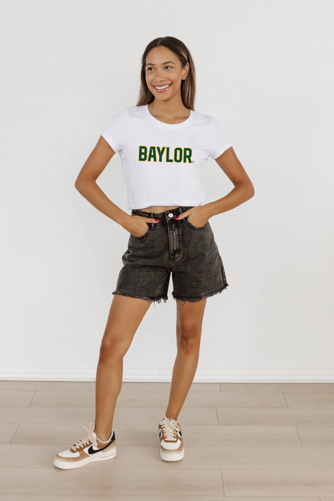 BAYLOR BEARS VICTORY MARCH CLASSIC 90'S SHORT SLEEVE BABY CROP TEE BY MADI PREWETT TROUTT