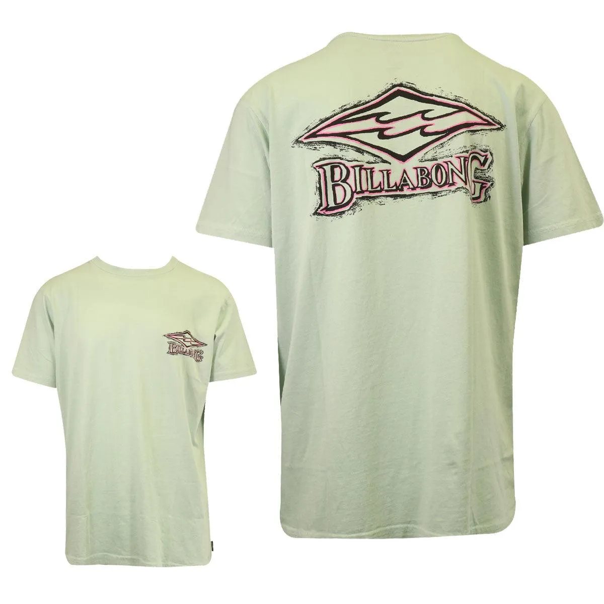 Billabong Men's T-Shirt Pastel Green Graphic Print S/S (S15)