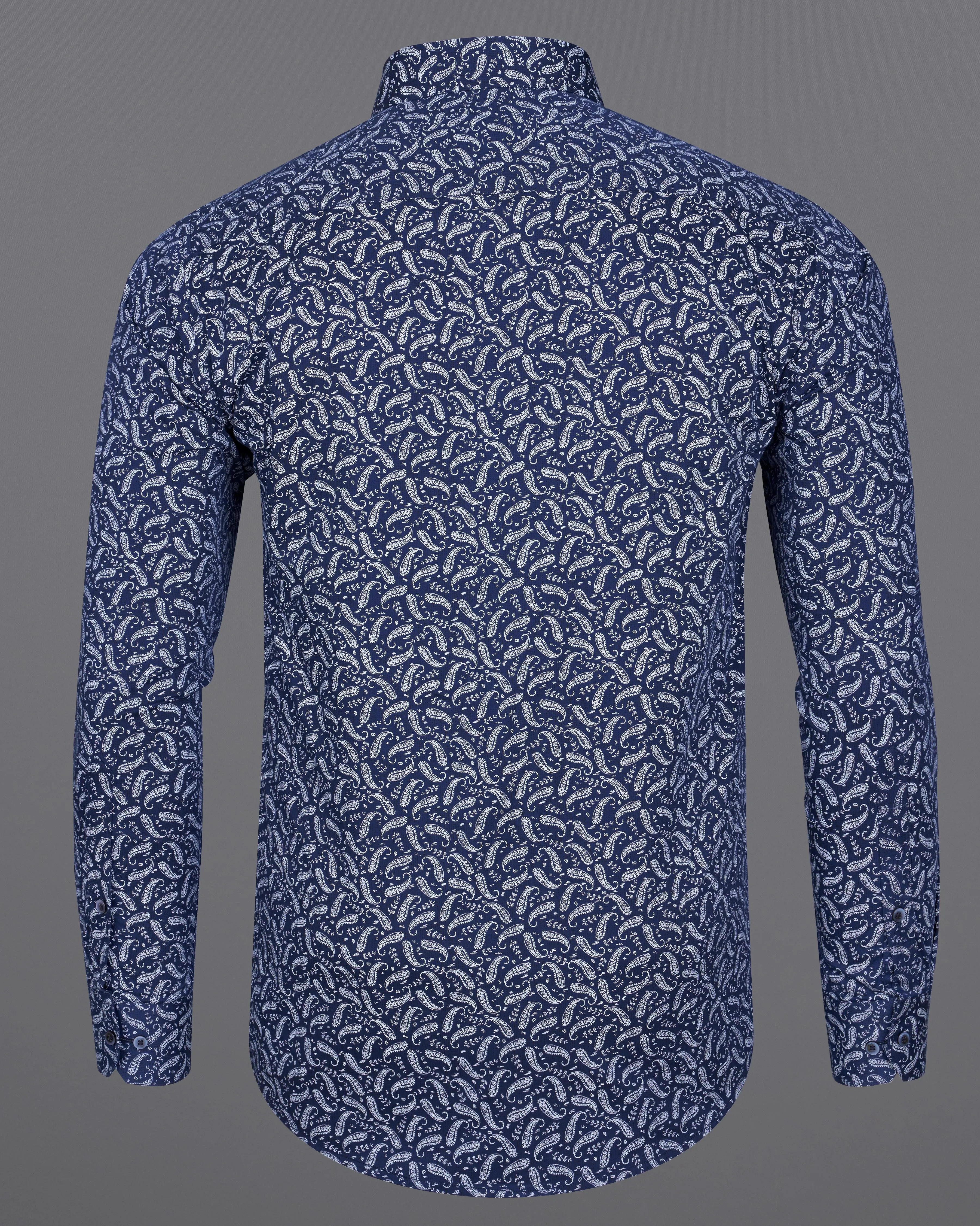 Biscay Blue Paisley Textured Royal Oxford Shirt