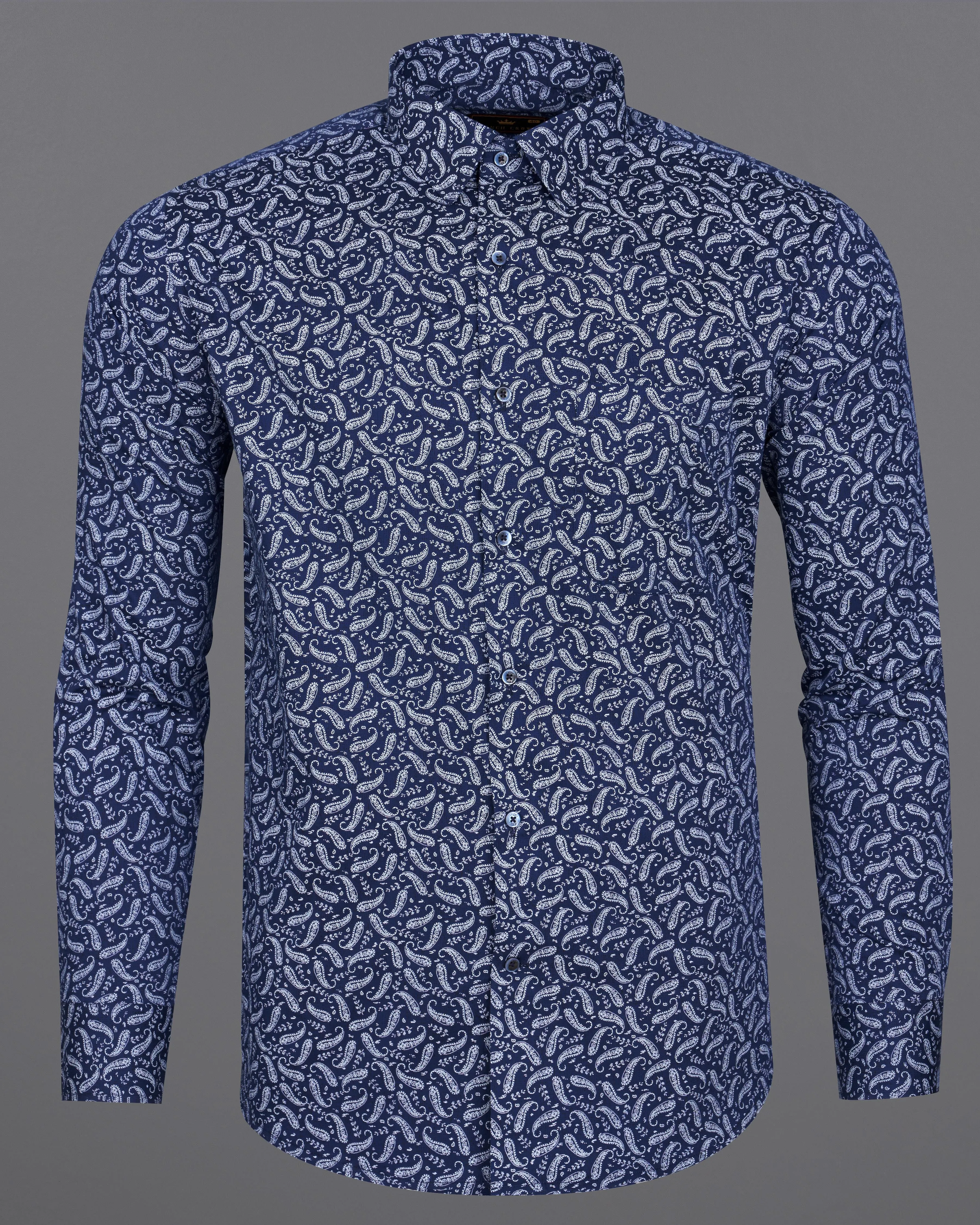 Biscay Blue Paisley Textured Royal Oxford Shirt