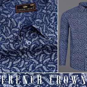 Biscay Blue Paisley Textured Royal Oxford Shirt