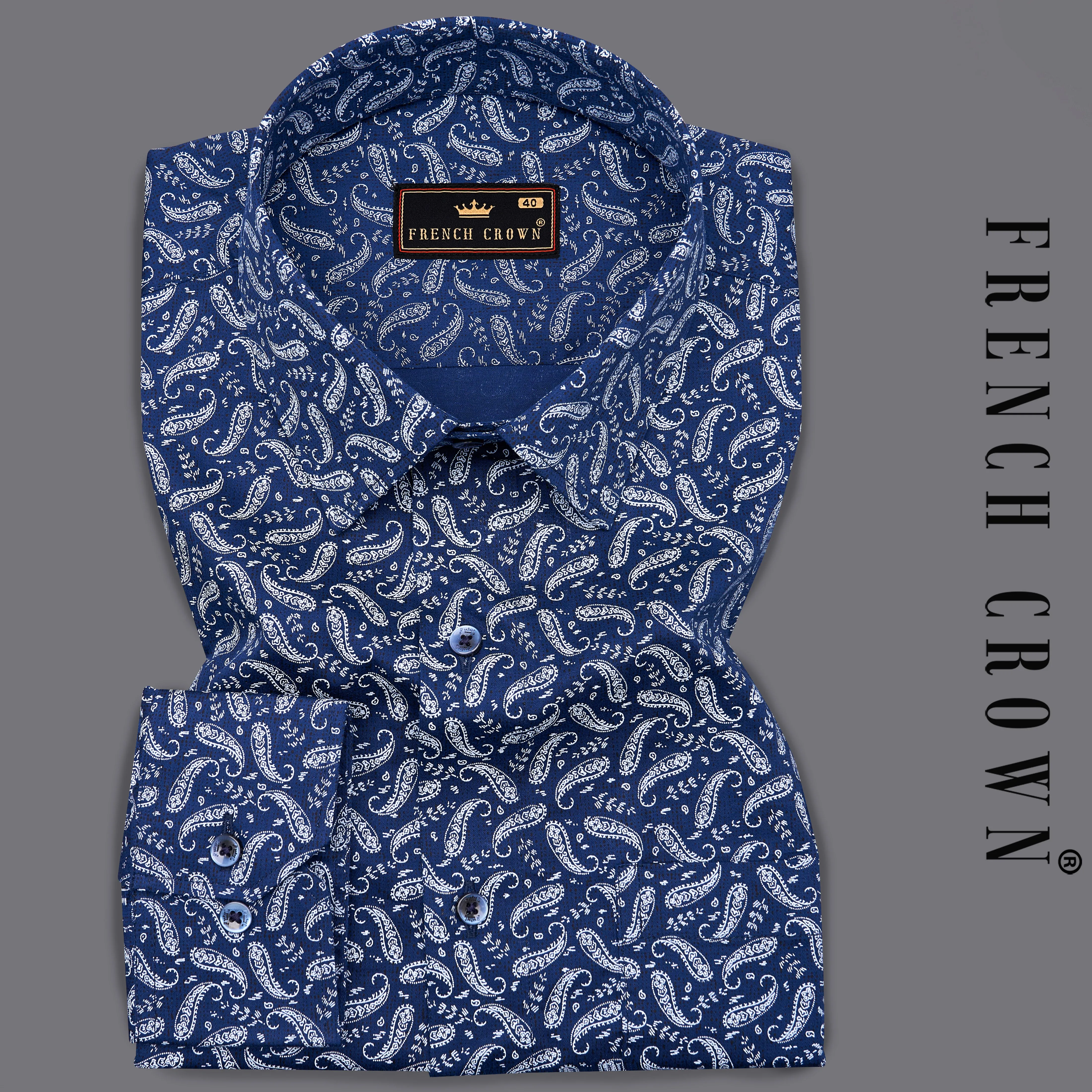 Biscay Blue Paisley Textured Royal Oxford Shirt