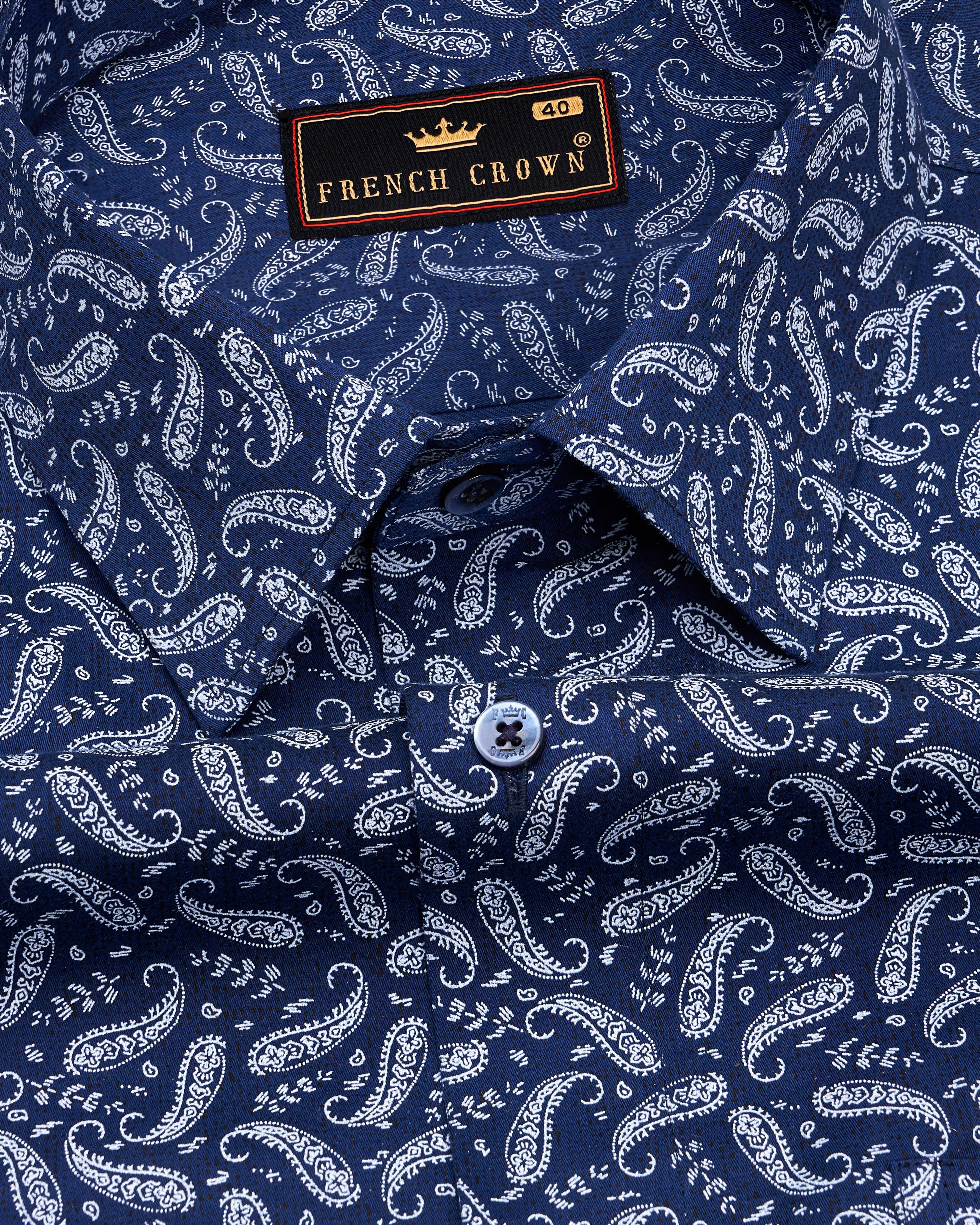 Biscay Blue Paisley Textured Royal Oxford Shirt