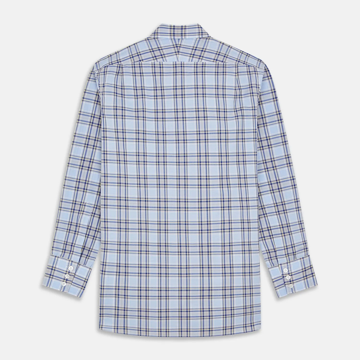 Blue and Yellow Check Cotton Regular Fit Mayfair Shirt