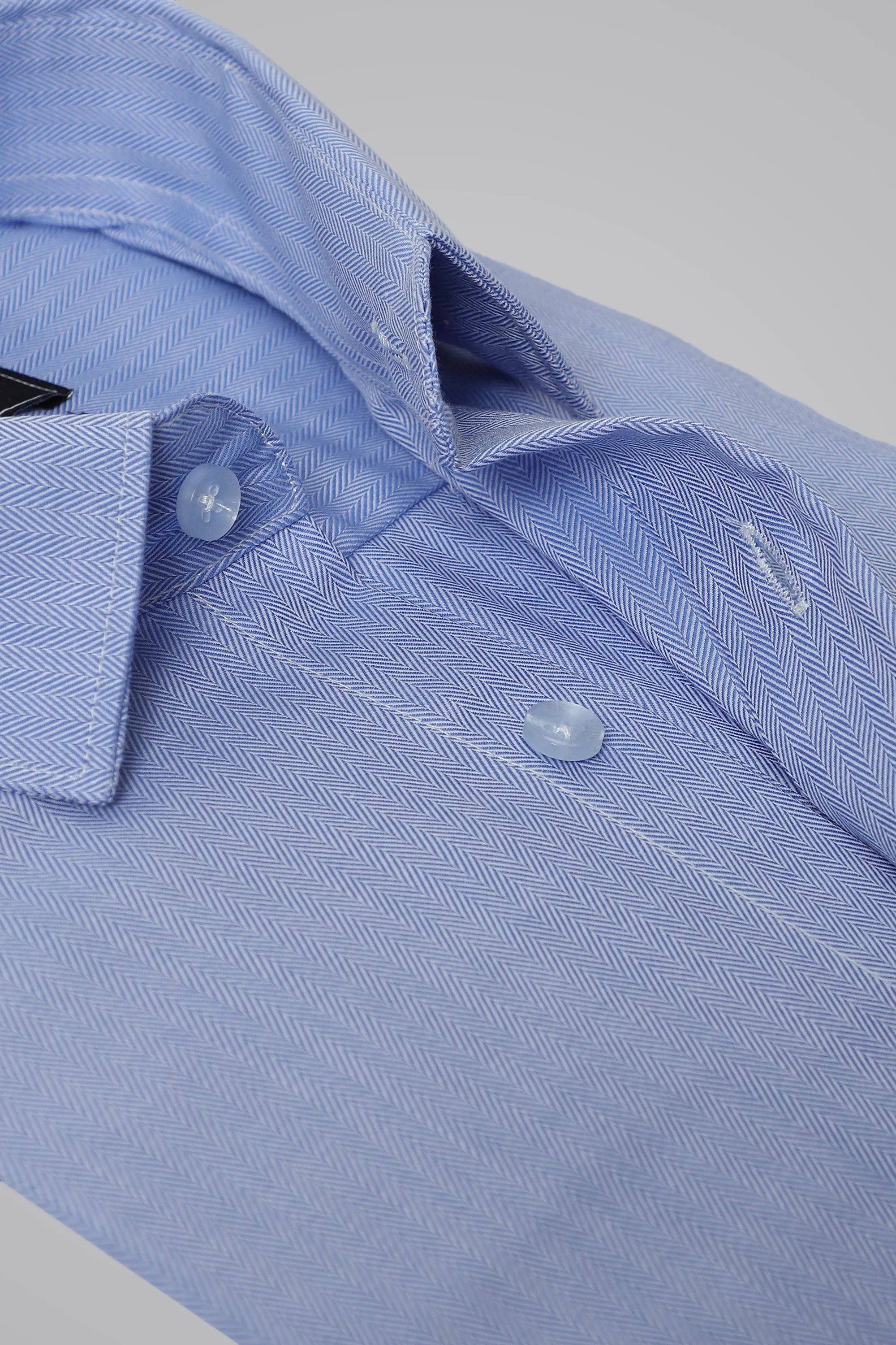 BLUE TEXTURED FORMAL SHIRT