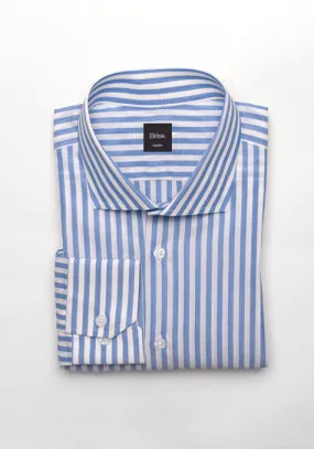 Blueish Grey Cotton Linen Stripes Shirt - Soft Cut Away Classic Collar