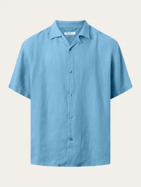 Box fit short sleeved linen shirt - Airy Blue