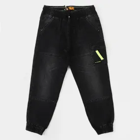 Boys Denim Pant Neon - BLACK