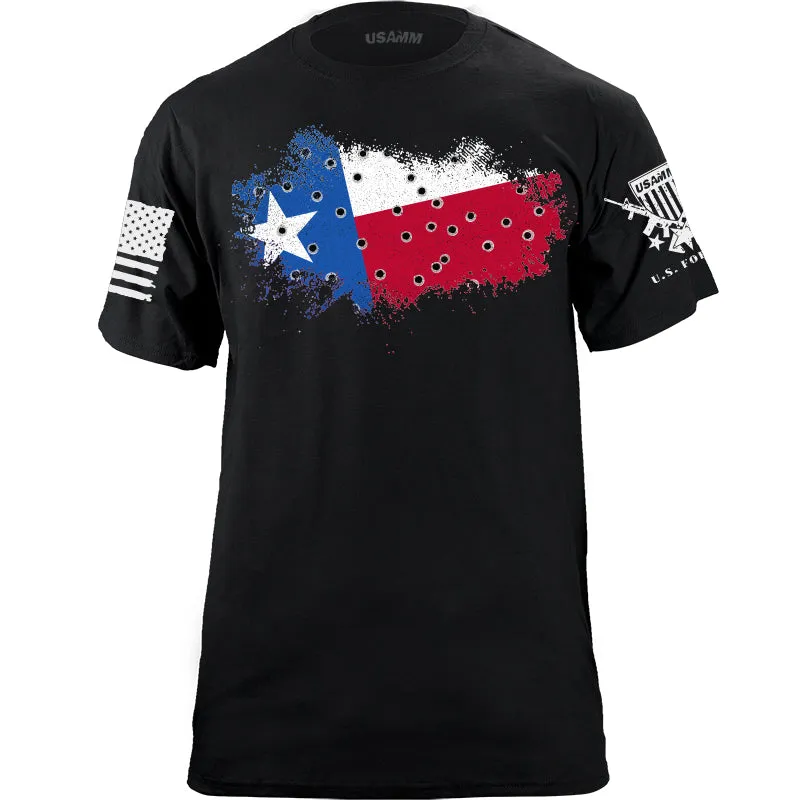 Bullet Hole Texas Flag Ripped T-Shirt