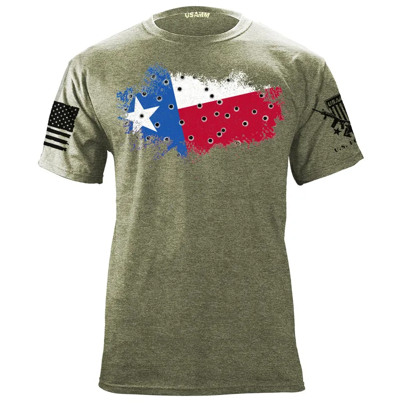 Bullet Hole Texas Flag Ripped T-Shirt