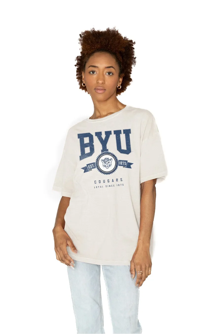 BYU COUGARS GET GOIN' OVERSIZED CREW NECK TEE