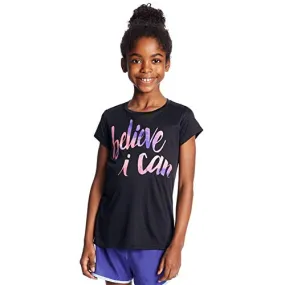 C9 Champion girls Tech Tee T Shirt, Ebony/Believe I Can, Medium US