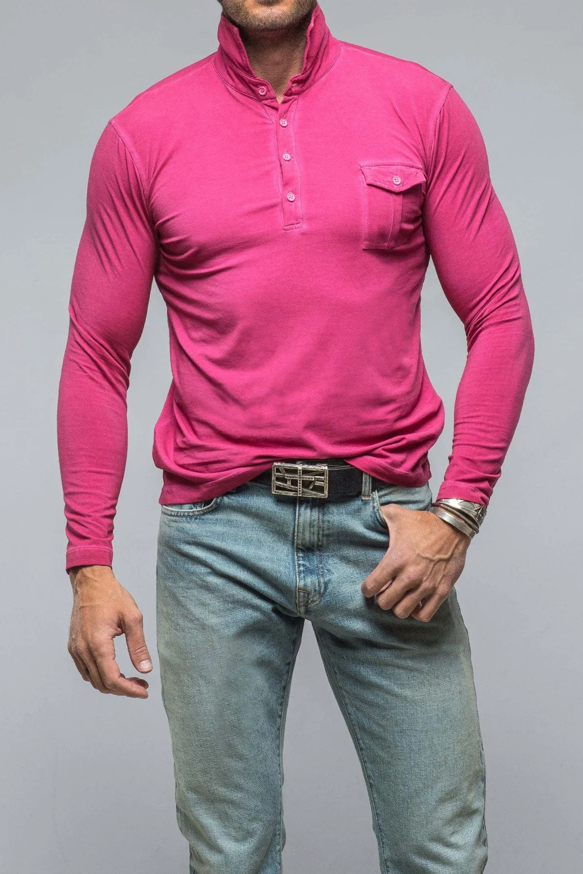 Cafe Paco LS Polo Shirt In Raspberry