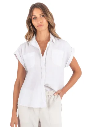 Capri White SS Linen Shirt