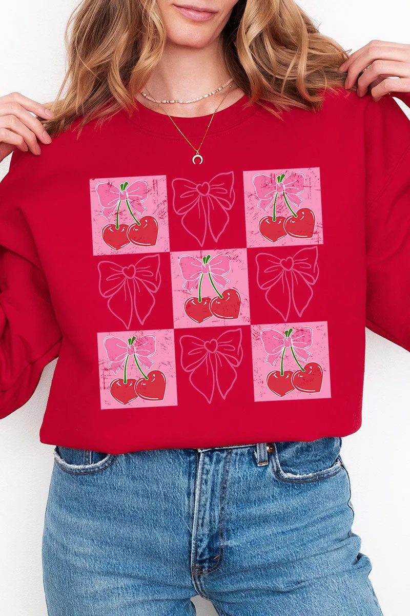 Cherry Love And Coquette Bows Heavy-weight Crew Sweatshirt