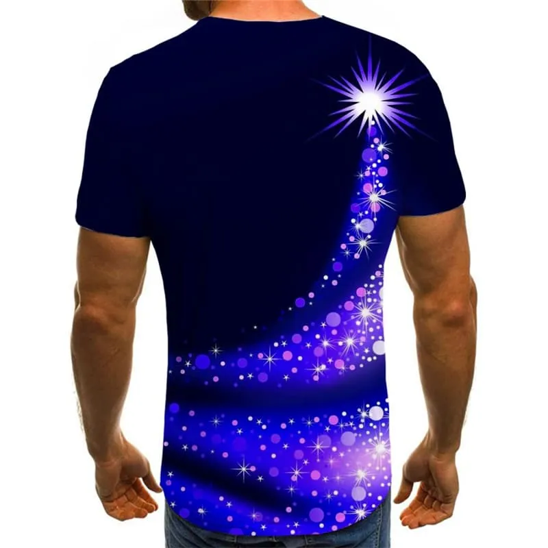 Christmas T-shirt Men New Year Tshirts Novelty Party Tshirt Anime Purple Tshirts Cool