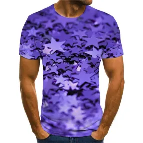 Christmas T-shirt Men Star Tshirts Casual Party Tshirts Cool Purple Tshirt Anime