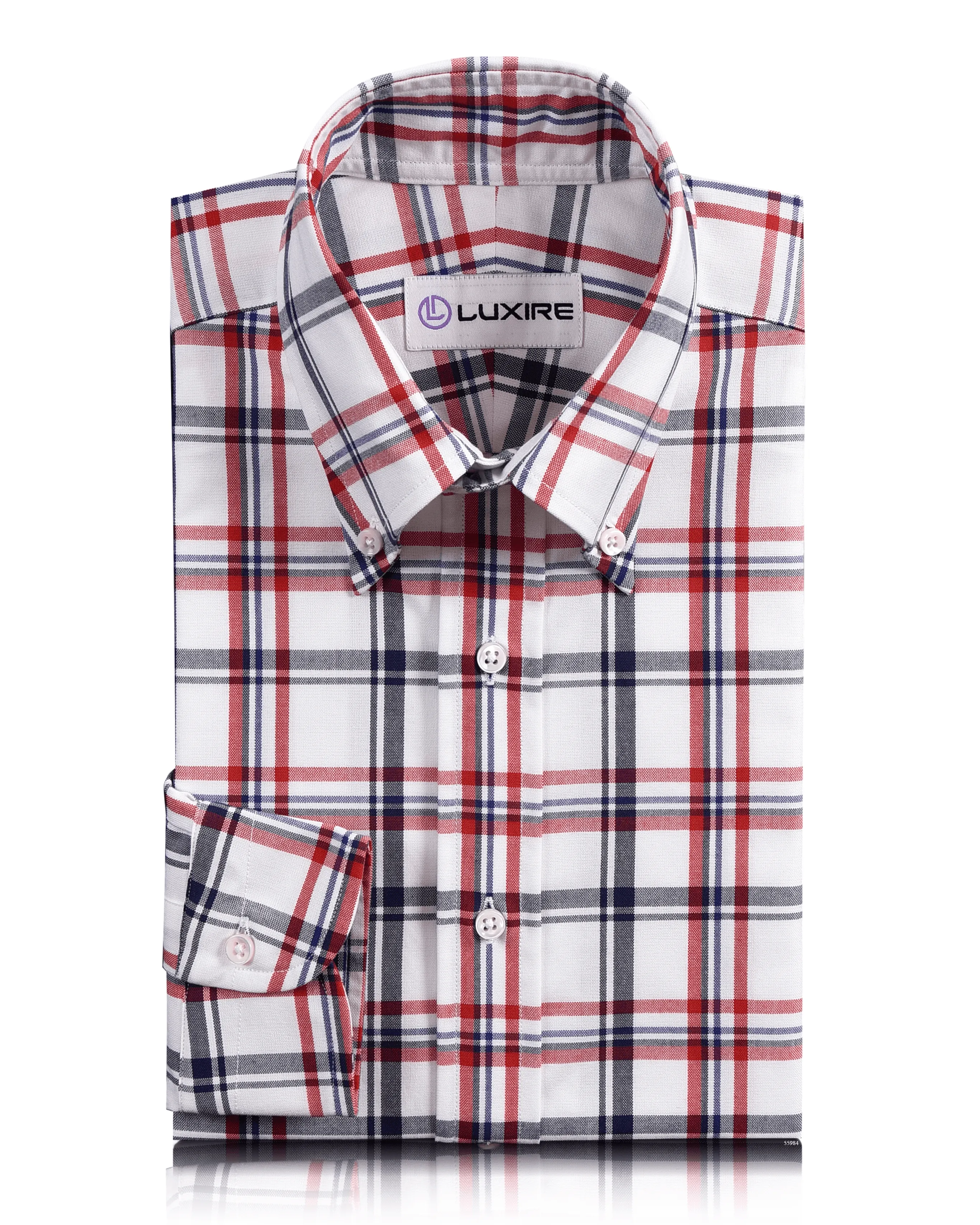 Classic Red Navy White Checks Oxford Shirt