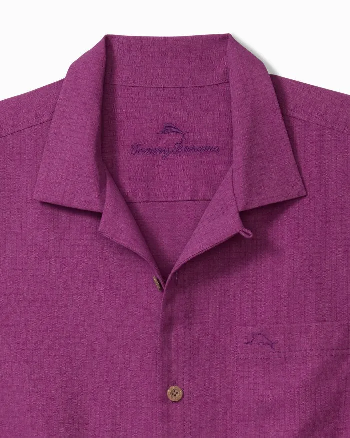 Coastal Breeze Check IslandZone® Camp Shirt in Deep Hollyhock by Tommy Bahama