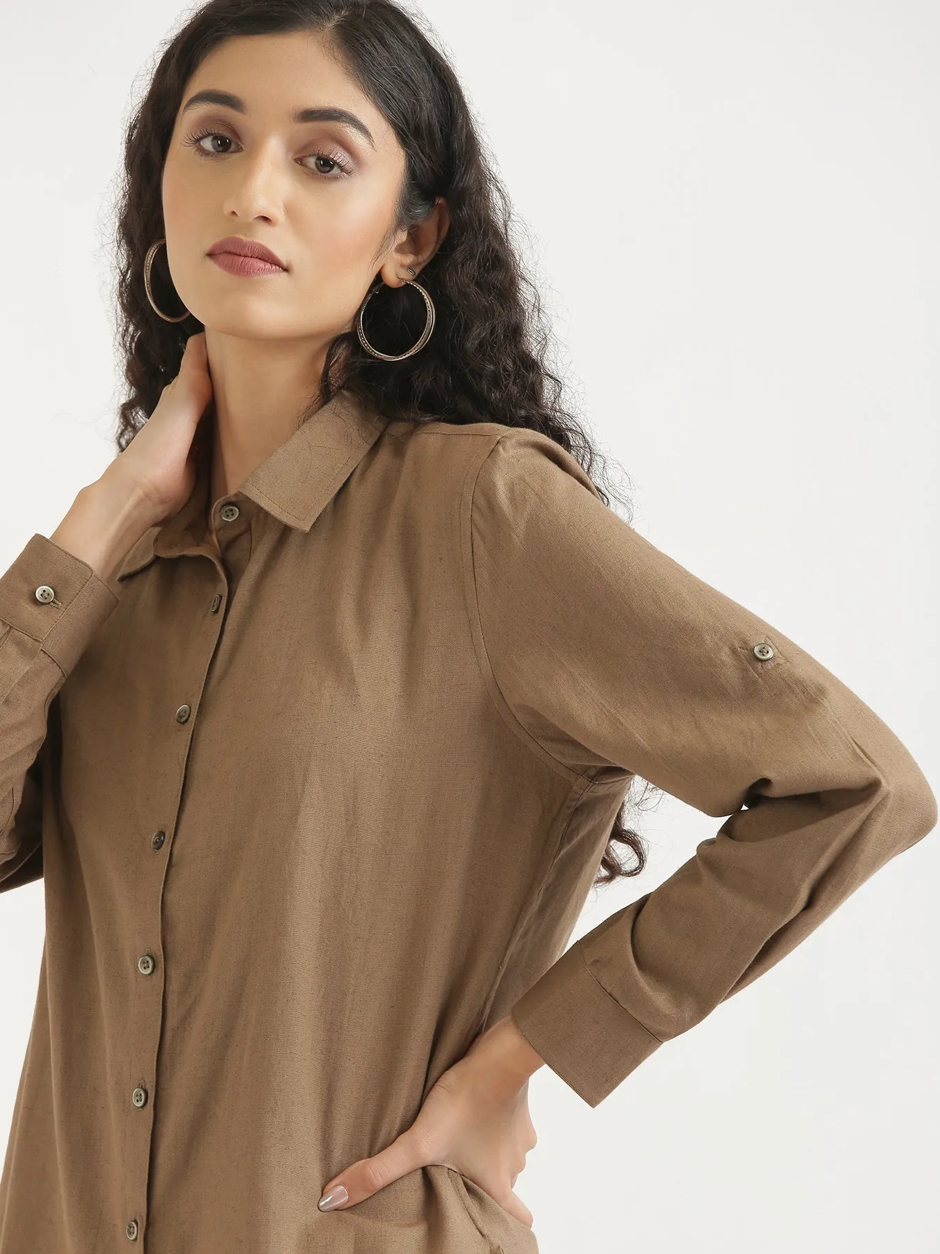 Coffee Brown Airy-Linen Shirt