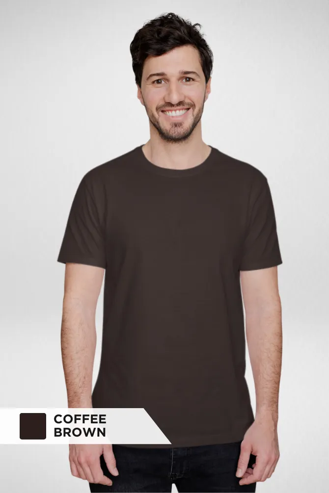 Coffee Brown and Olive Green Plain T-shirts Combo for Men