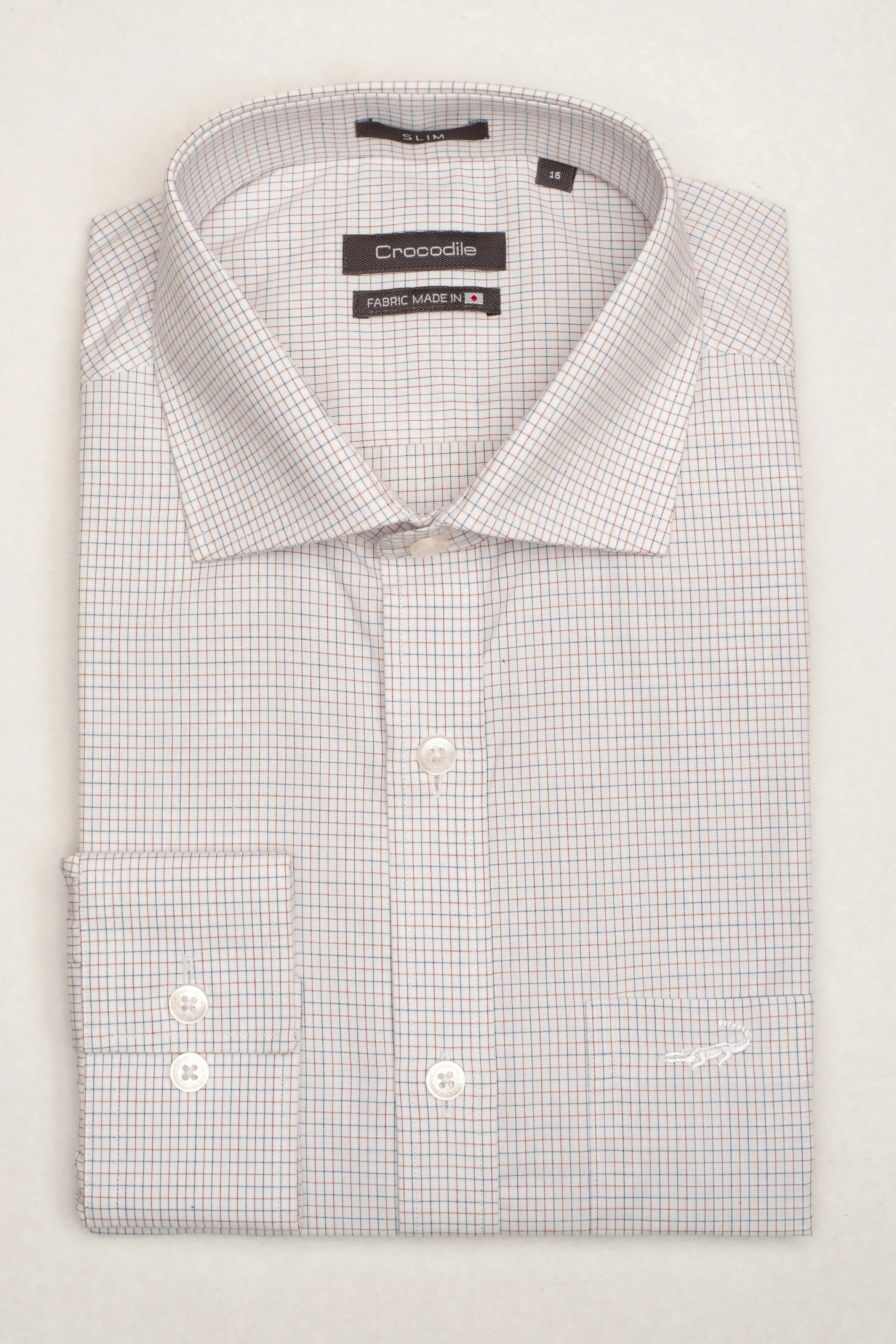 Crocodile Formal Seasonal Checks Slim Fit-Bombay Brown