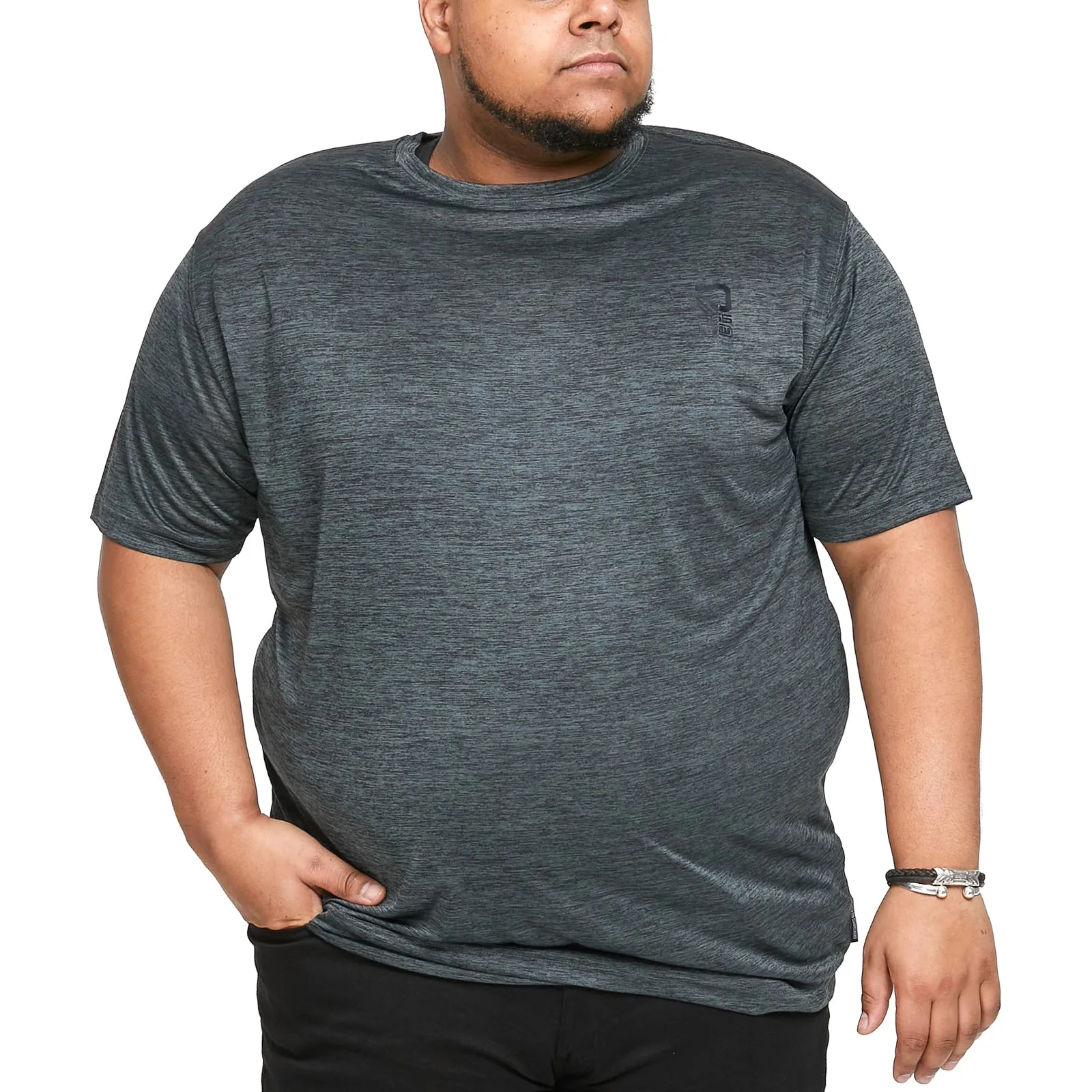 D555 Mens Andrew Big & Tall Dry Wear Crew Neck Activewear T-Shirt - Grey